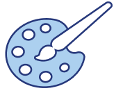 Symbol einer Farbpalette für die Druckdaten-Anleitung auf der Lynka-Webseite.